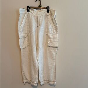 Dkny Cream Cargo Cropped Pants